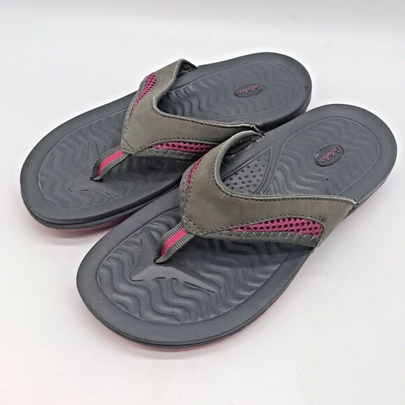 Cabela’s Sport Sandals Women's 6 Gray & Hot Pink Slip On Waterproof Flip Flops - Picture 3 of 10